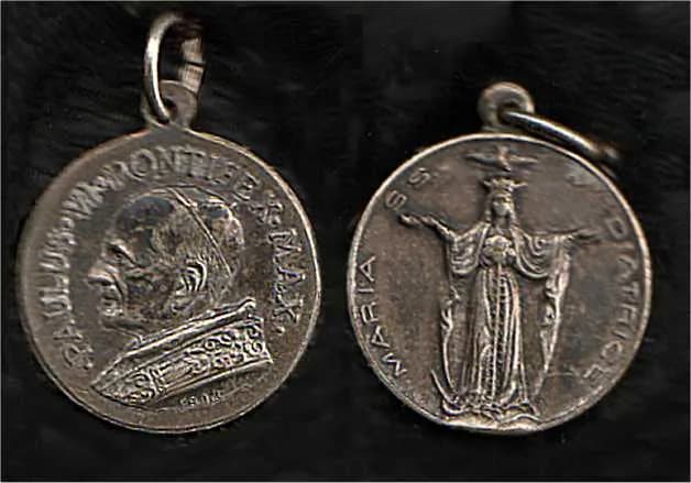 Paul VI - Medaglietta del pontificato di Paolo VI (1964-1978) - Maria SS mediatrice