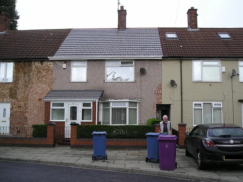 George Harrison - George Harrison's Home, 25 Upton Green, Liverpool Speke. The owner (on the photo) told me, he bought this house in october 1962 from his parents. December 1958 the Quarry Men played 