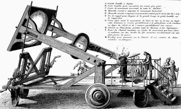 Antoine Lavoisier - Fokussierung des Sonnenlichts durch optische Linsen; Experiment das Lavoisier in den 1770er Jahren