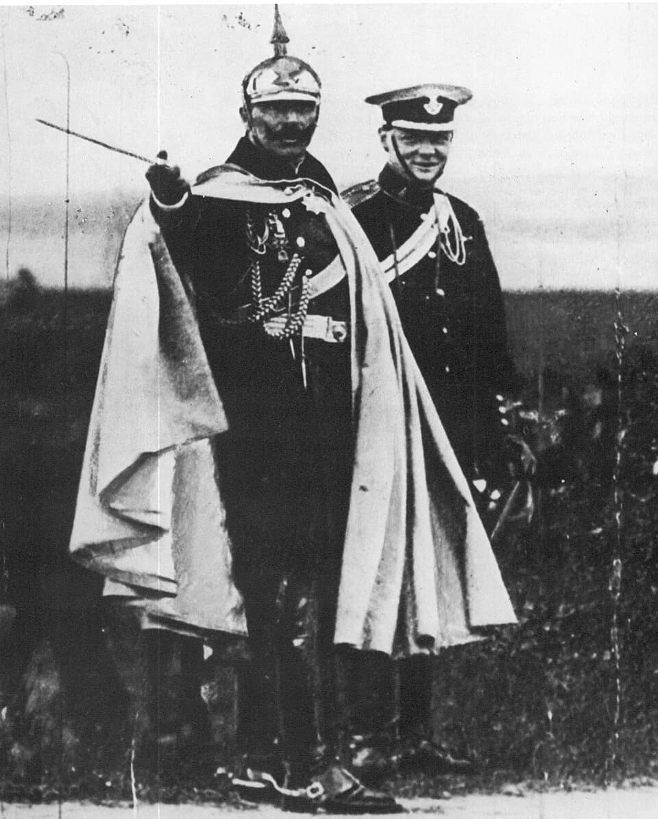 Wilhelm II - Winston Churchill and German Emperor Wilhelm II during a military autumn maneuver near Breslau, Silesia, Germany in 1906.