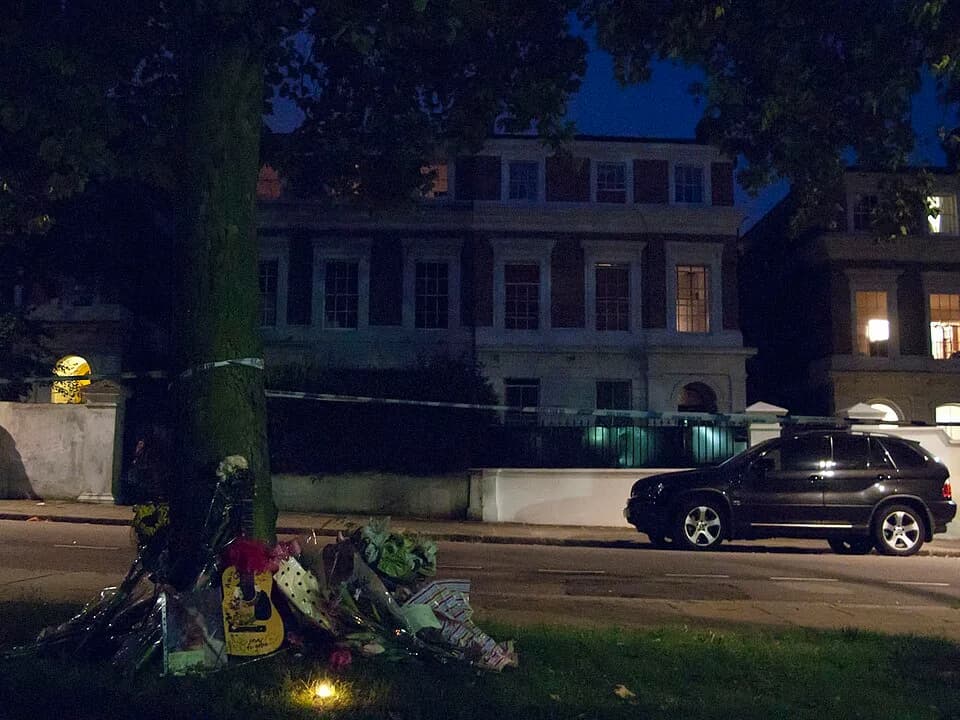 Amy Winehouse - Flowers, photos and other tributes outside the home of Amy Winehouse in Camden, London, after her death on July 23, 2011.