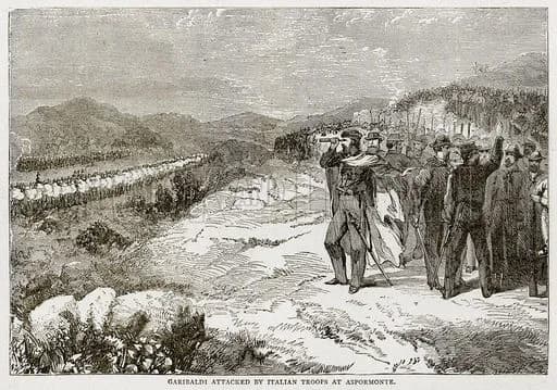 Giuseppe Garibaldi - Caption Garibaldi attacked by Italian Troops at Aspromonte. Illustration from The Illustrated History of the World (Ward Lock, c 1880).
Artist Unknown
Artwork medium Printed mater