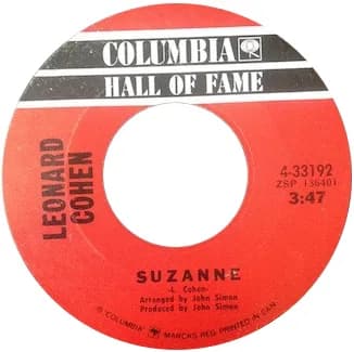 Leonard Cohen - Side label of "Suzanne" by Leonard Cohen; Canadian vinyl "Hall of Fame" release