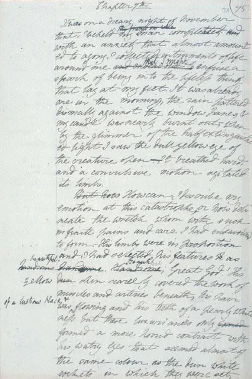 Mary Shelley - Manuscript page from Frankenstein by Mary Shelley