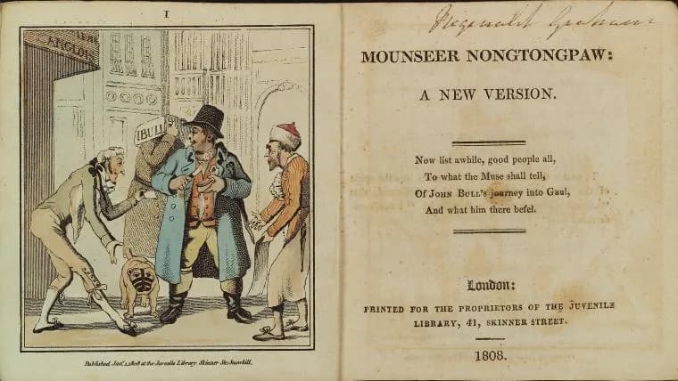 Mary Shelley - Frontispiece and title page from Mounseer Nongtongpaw, held at the New York Public Library