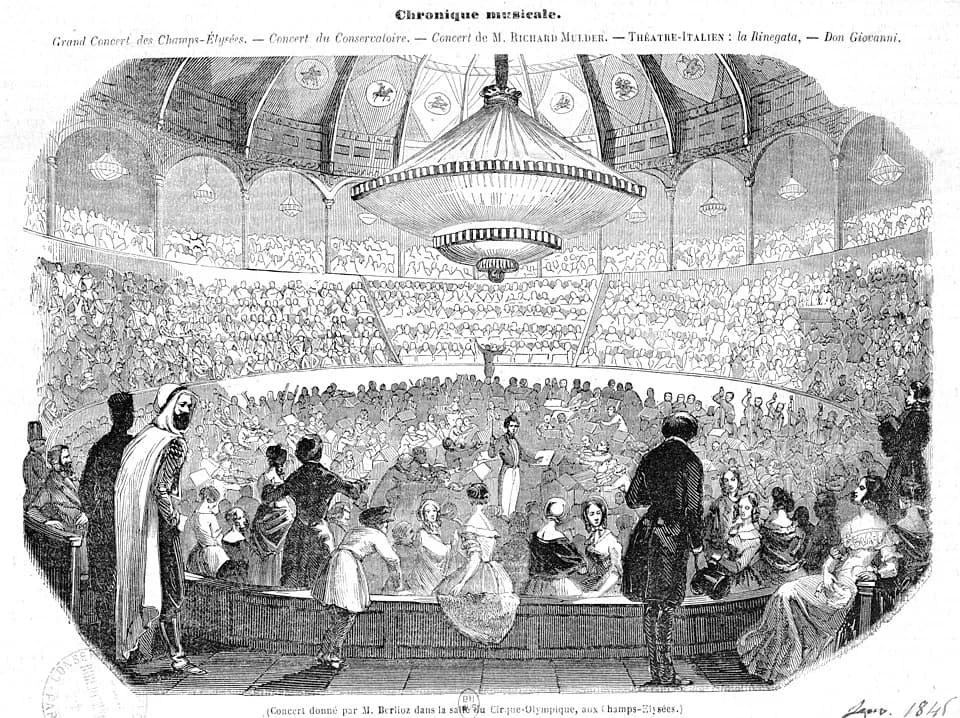 Hector Berlioz - "Concert given by M. Berlioz in the hall of the Cirque Olympique, on the Champs-Élysées" (L'Illustration, 25 January 1845)