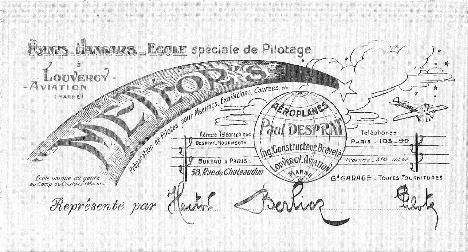 Hector Berlioz - Publicité_pour l'école de pilotage de Louvercy,_Hector_Berlioz.