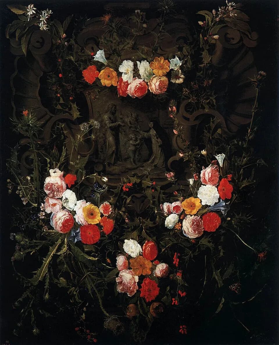 Teresa of Ávila - Daniël Seghers - Christ and St Therese in a Garland of Flowers - WGA21127.jpg