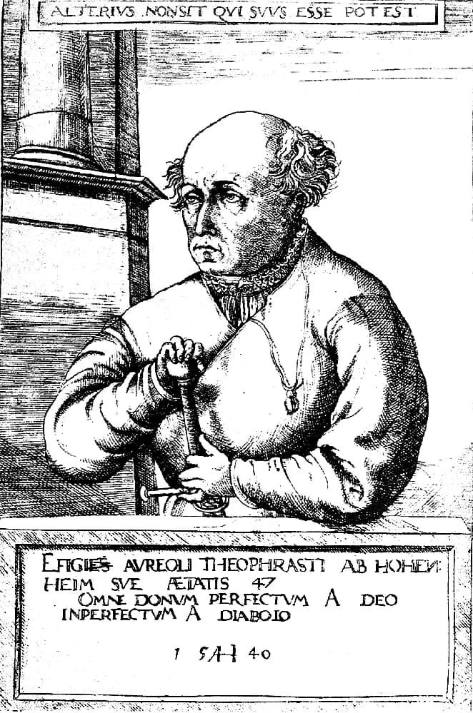 Paracelsus Paracelsus - Depiction of Paracelsus.
ALTERIUS NON SIT QUI SUUS ESSE POTEST

EFIGIES AUREOLI THEOPHRASTI AB HOHEN:
HEIM SUE AETATIS 47
   OMNE DONUM PERFECTUM A DEO
 INPERFECTUM A DIABOLO
 