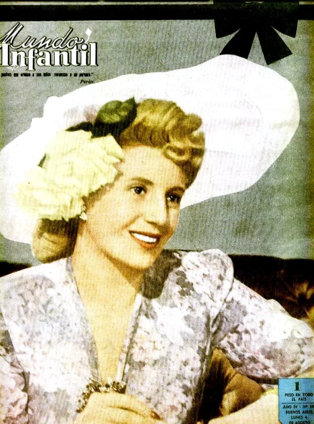 Eva Perón - Foto de "Eva Duarte de Perón" en revista Mundo Infantil n° 149