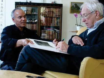 Tomas Tranströmer - Celebrated Swedish poet Tomas Transtromer signs Vecka nr.II, a reflection of his poem "Galleriet," an artist book by multi-award Iraqi-Swedish Modhir Ahmed