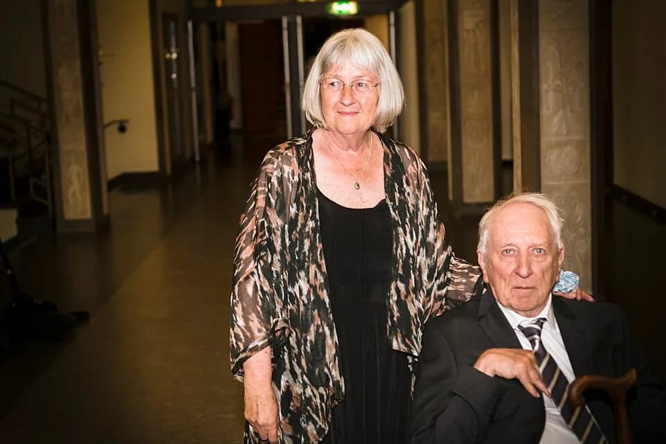 Tomas Tranströmer - Authors Barbro Lindgren (left) and Tomas Tranströmer at the 2014 Astrid Lindgren Memorial Award presentation.