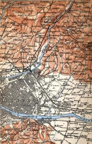 D. H. Lawrence - Map of area north east of Florence, up to Fiesole, including San Gervasio
