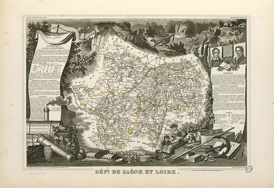 Alphonse de Lamartine - Titre complet du recueil : Atlas national illustré des 86 Départements et des Possessions de la France divisé par Arrondissements, Cantons et Communes avec le tracé de toutes l