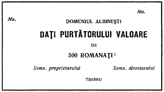 Pierre-Joseph Proudhon - Prototype of a receipt for "500 romanaţi", issued by a Casa de credit reciproc ("Mutual Credit House"). This is imaginary coinage, proposed by the author as a mutual credit al