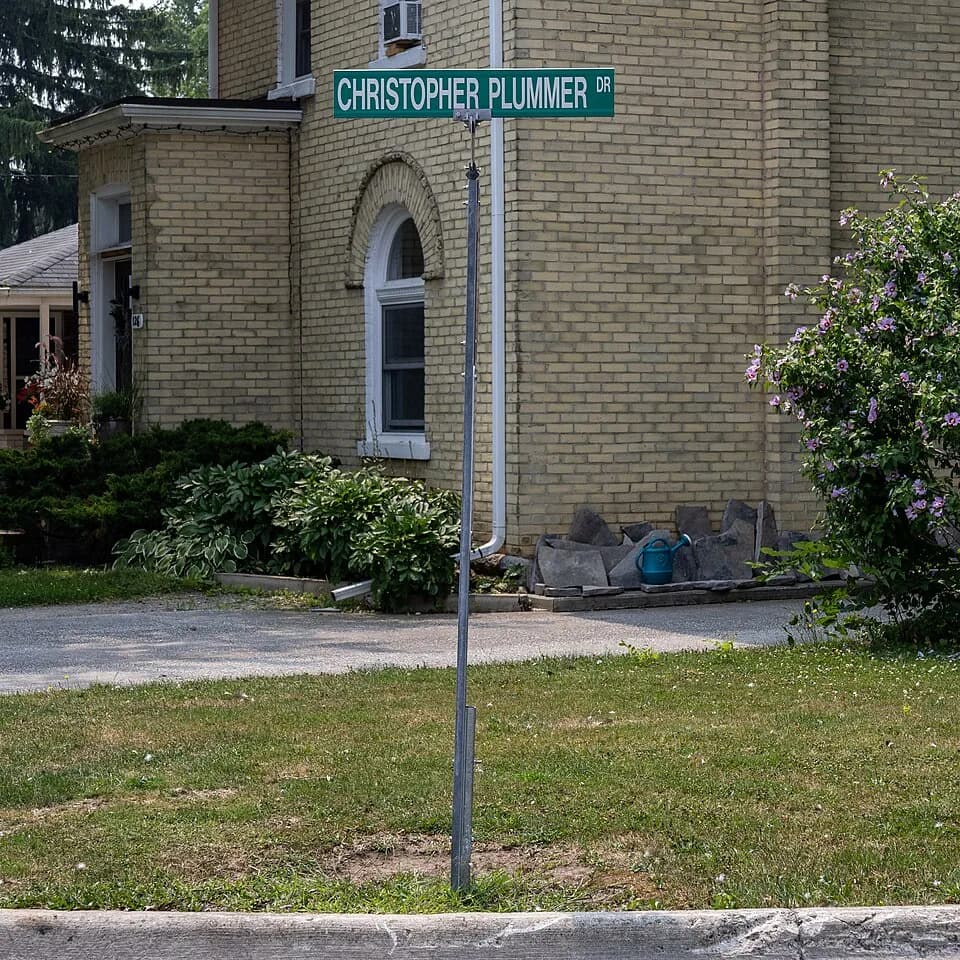 Christopher Plummer - Christopher Plummer Drive (sign), Stratford, Ontario, 2025-08-04