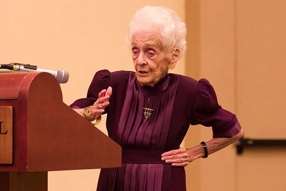 Rita Levi-Montalcini - The 98 year-old mother of neuroscience special guest speaker at the international NGF meeting 2008: Katzir Conference on Life and Death in the Nervous System, at Kfar Blum, Isra