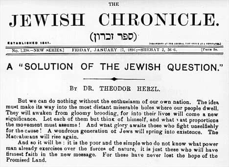 Theodor Herzl - The Jewish Chronicle. January 17 1896