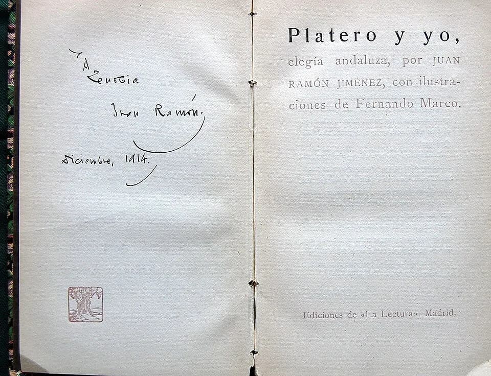 Juan Ramón Jiménez - Dedicatoria de Juan Ramón Jiménez a Zenobia