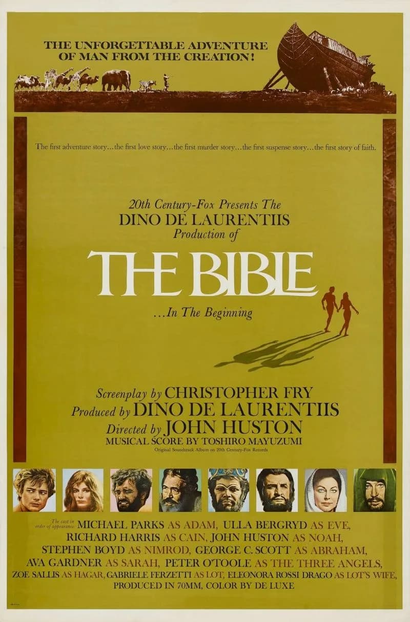 Peter O'Toole - Theatrical poster for John Huston's films The Bible: In the Beginning (1966), posted by a user on LucyWho.com.