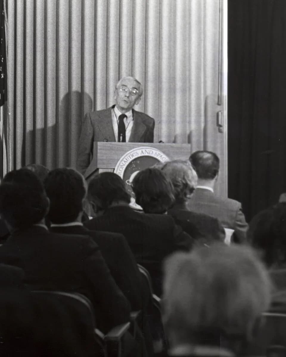 Jacques Cousteau - Jacques Cousteau, the French undersea researcher, is shown addressing members of the press on his experiences during an Antarctic expedition with the oceanographic ship, Calypso. Th