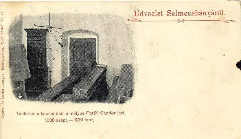 Sándor Petőfi - Banská Štiavnica, Sándor Petőfi´s classroom on postcard