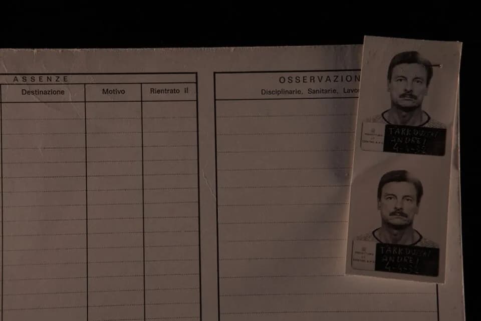 Andrei Tarkovsky - Scheda di registrazione personale di Andrei Tarkowski (fotosegnalamento) presso il campo profughi di Latina