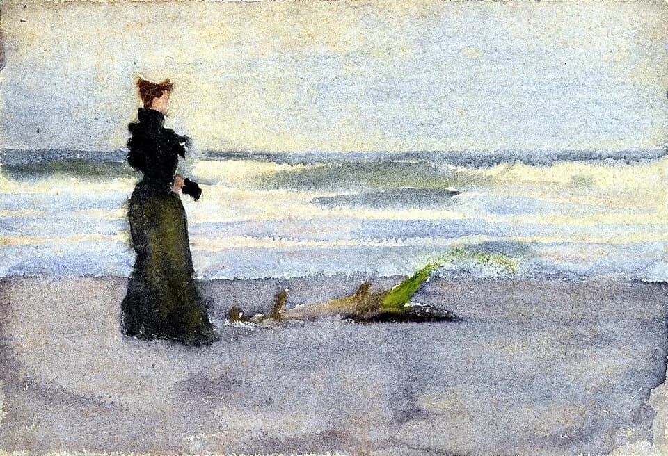 Jacques Derrida - Edwardian woman on the Beach