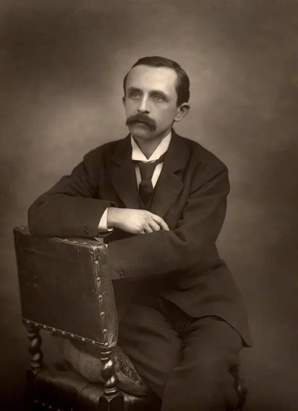 J. M. Barrie - Sepia carbon print of James Matthew Barrie (1860-1937), author of "Peter Pan". Size 9 3/4 in. x 7 1/4 in. (249 mm x 183 mm).