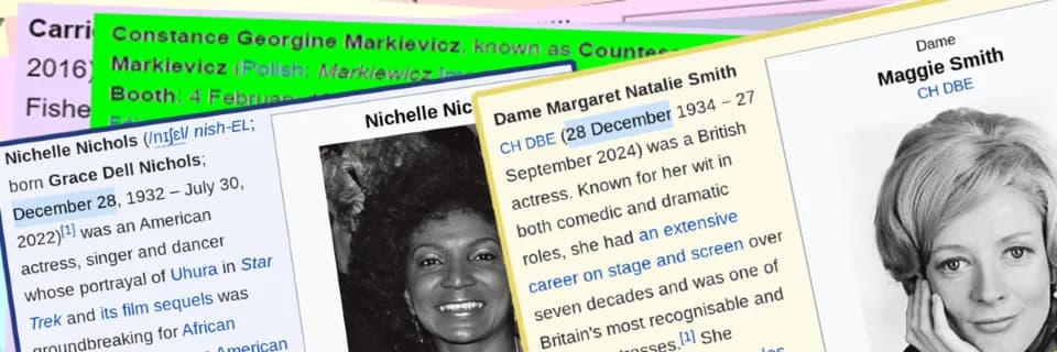 Maggie Smith - These are mine based on en:wiki screen shots