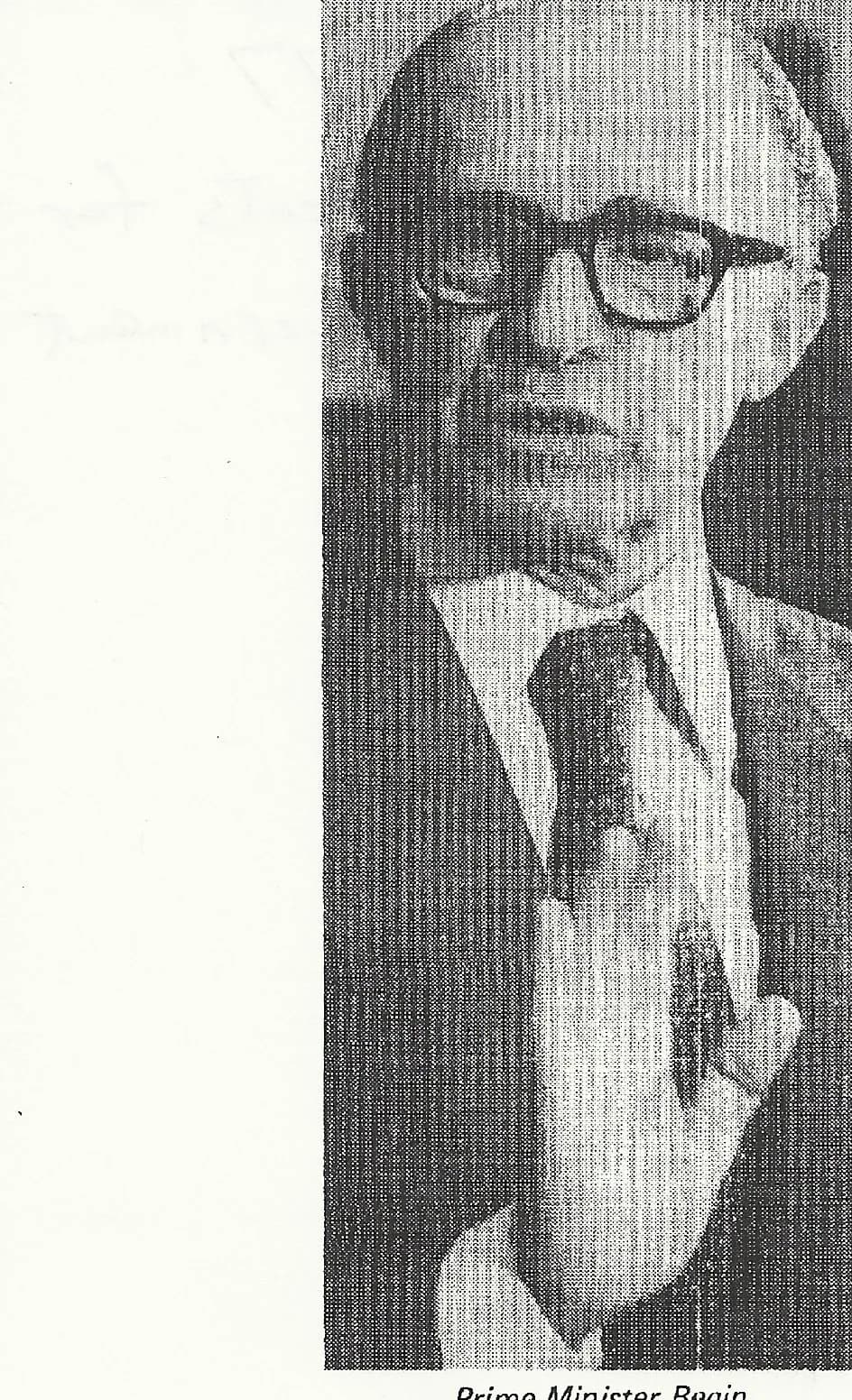 Menachem Begin - Photo courtesy of the DI Weekly Summary
