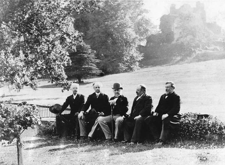William Ewart Gladstone - The Empire Premiers at Hawarden Castle, Wales, at the time of Queen Victoria's Jubilee. From left to right: Sir Louis Davies (former Premier of Prince Edward Island, Canadian