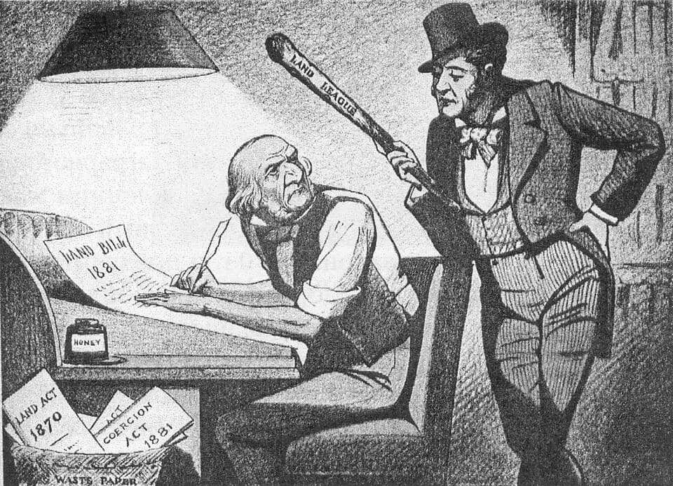 William Ewart Gladstone - Гладстон под влиянием Земельной Лиги. Карикатура 1880-х годов.