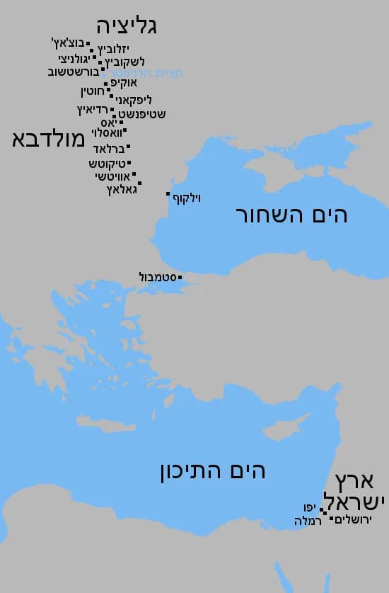 Shmuel Yosef Agnon - מפת המסע בספר בלבב ימים