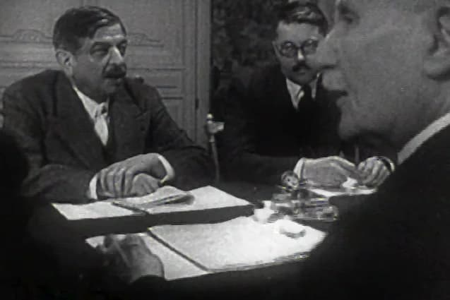 Philippe Pétain - The axis collaborators Philippe Pétain, Pierre Laval and Yves Bouthillier, from the film Divide and Conquer (the film is in the Public Domain)