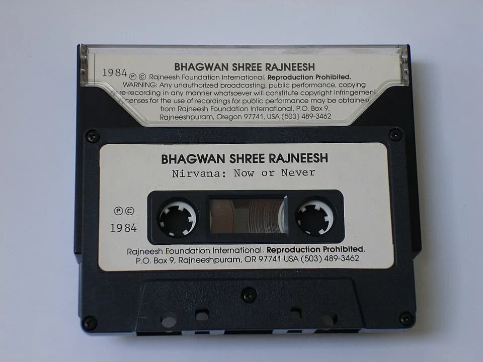 Rajneesh Rajneesh - Osho audio cassette and case as sold in Rajneeshpuram in 1984