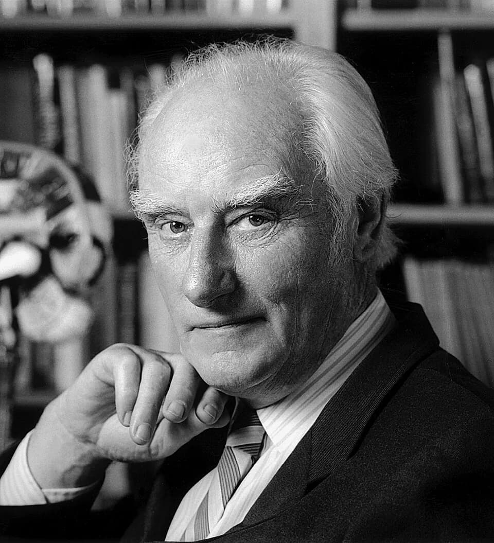 Francis Crick - Francis Crick in his office. Behind him is a model of the human brain that he inherited from Jacob Bronowski.