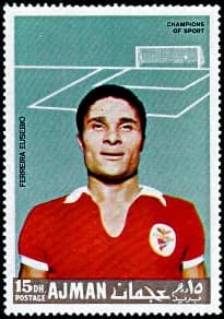 Eusébio Eusébio - A 1968 Ajman stamp commemorating S.L. Benfica player Eusébio.