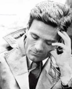 Pier Paolo Pasolini - Photo of Pierpaolo Pasolini, taken during the filming of a movie in Rome.