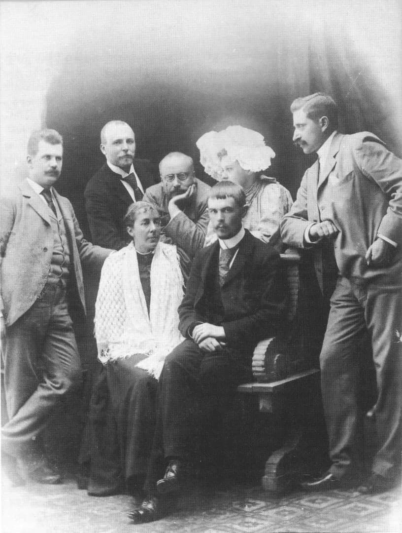 Verner von Heidenstam - A group of influential Swedish critics and authors of the 1890s. From left: Critic Edvard Alkman,  painter Gustaf Ankarcrona, author Gustaf Fröding, Heidenstam's wife Olga Wibe