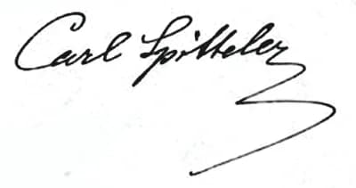 Carl Spitteler - Carl Spitteler signature, Nobel laureate in Literature 1919