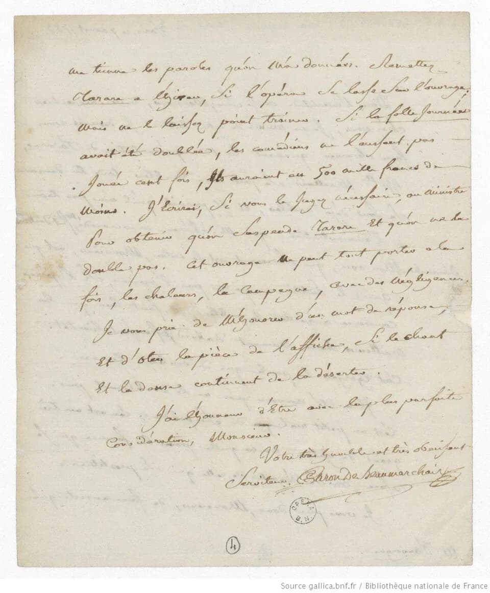 Pierre Beaumarchais - Autograph
