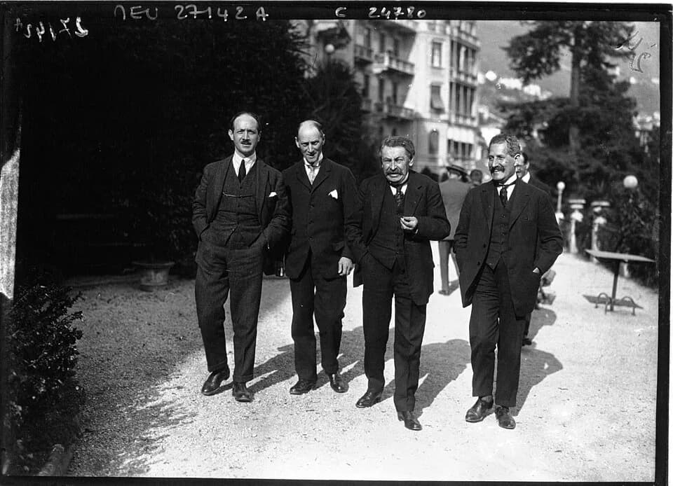 Saint-John Perse - Locarno Treaties, 1925. From left to right :Alexis Leger (Saint-John Perse), Henri Fromageot, Aristide Briand, Philippe Berthelot.
