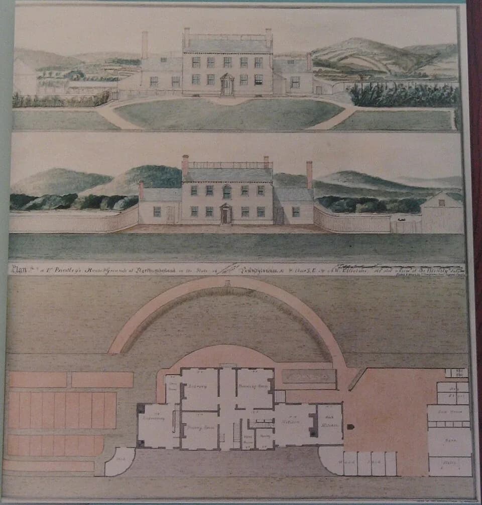 Joseph Priestley - T. Lambourne's plan for the Joseph Priestley House.