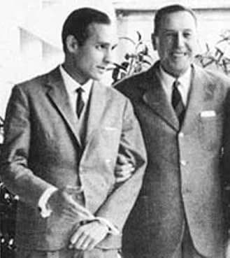 Juan Perón - Argentine leader Juan Domingo Perón (right) and trade union leader Jorge Di Pascuale in Madrid, 1963. After that meeting, Perón, then in exile, nominated Di Pascuale as his liaison wiht t