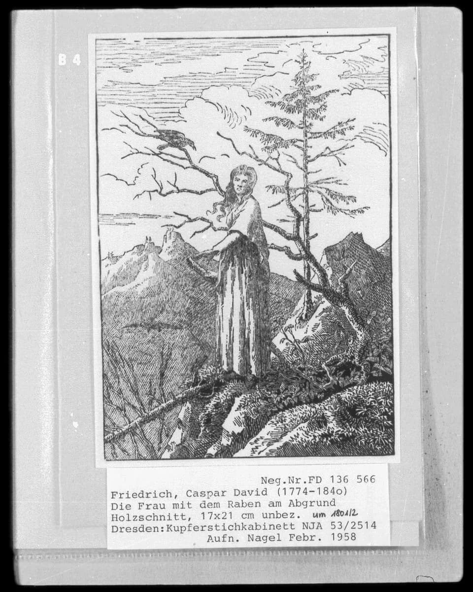 Caspar David Friedrich - Die Frau mit dem Raben am Abgrund