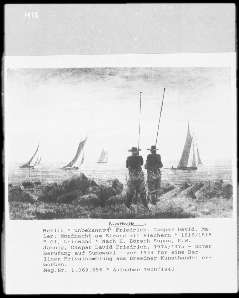 Caspar David Friedrich - Mondnacht am Strand mit Fischern