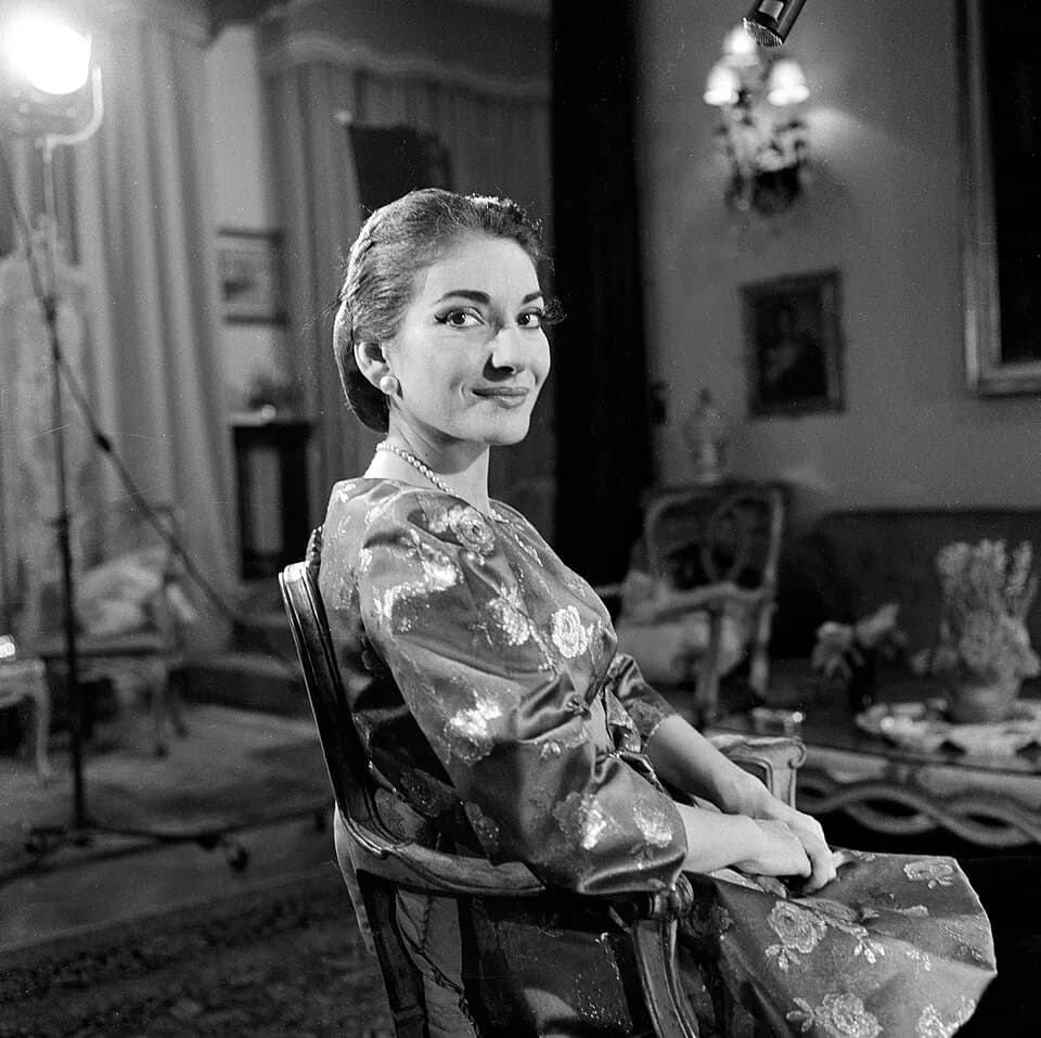 Maria Meneghini Callas - Photo of Maria Callas from the television talk show Small World. The programme aired in 1958 and was hosted by Edward R. Murrow.