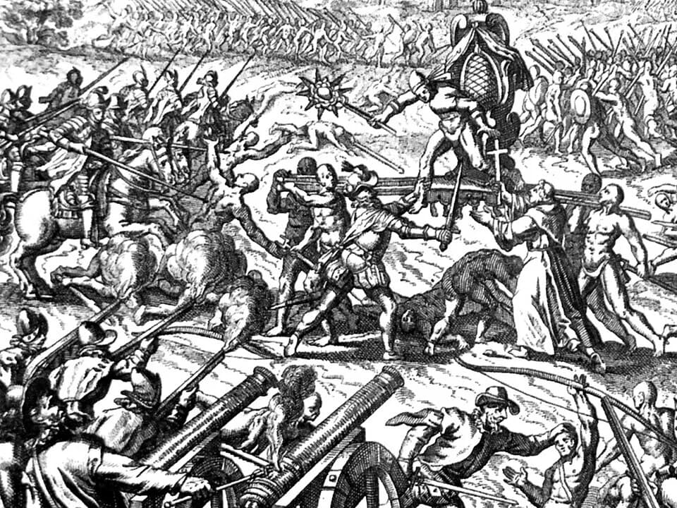 Francisco Pizarro - Inca-Spanish confrontation in Cajamarca; there is Emperor Atahuallpa
