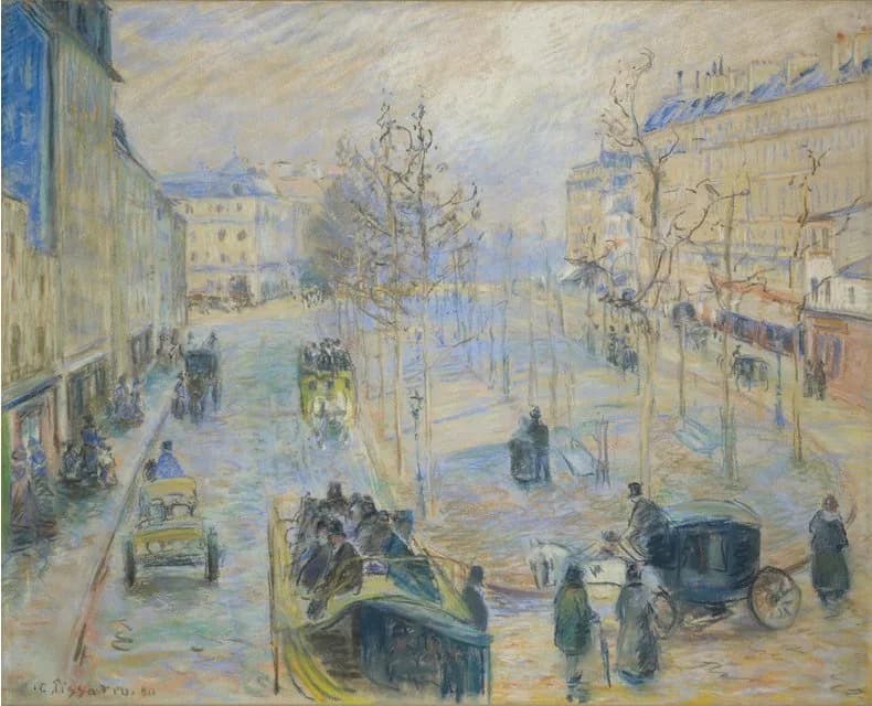 Camille Pissarro - Boulevard de Rochechouart by Camille Pissarro, 1880. Pastel on beige wove paper, Sterling and Francine Clark Art Institute